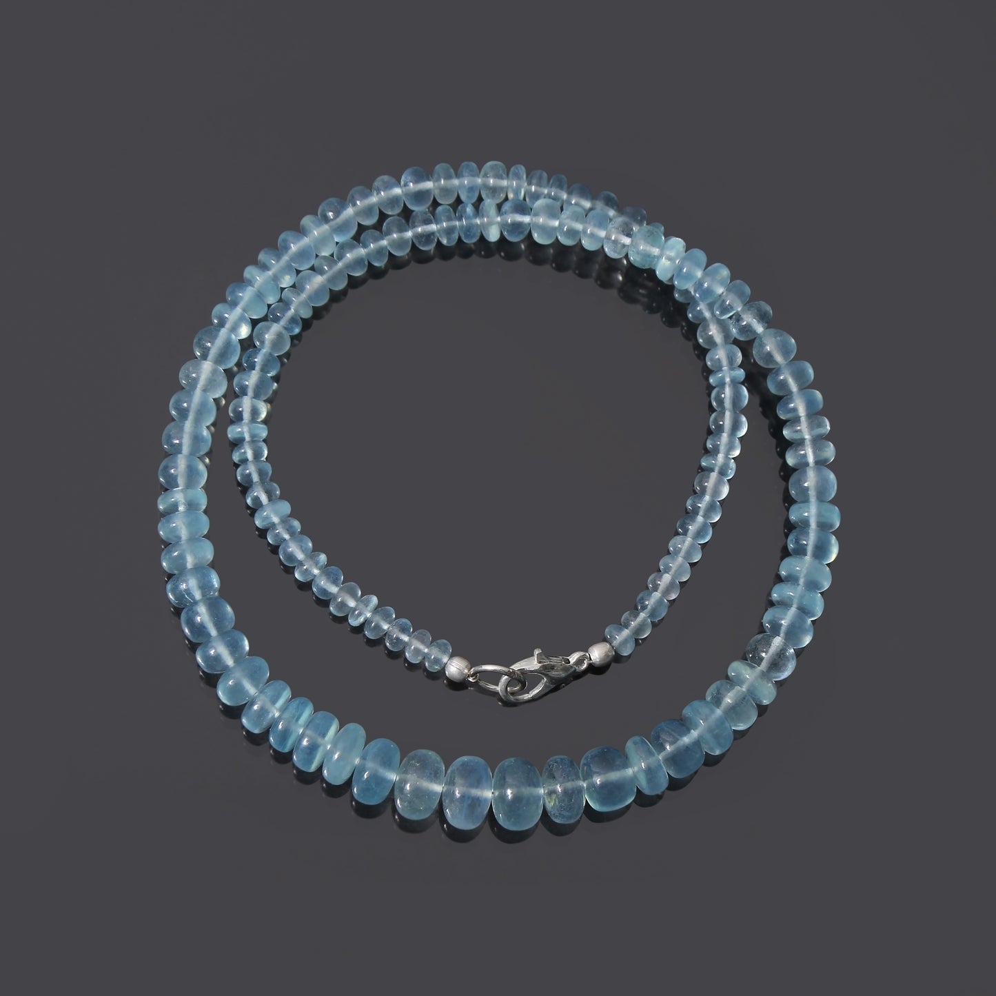 Aquamarine Serenity: Smooth Rondelle Necklace
