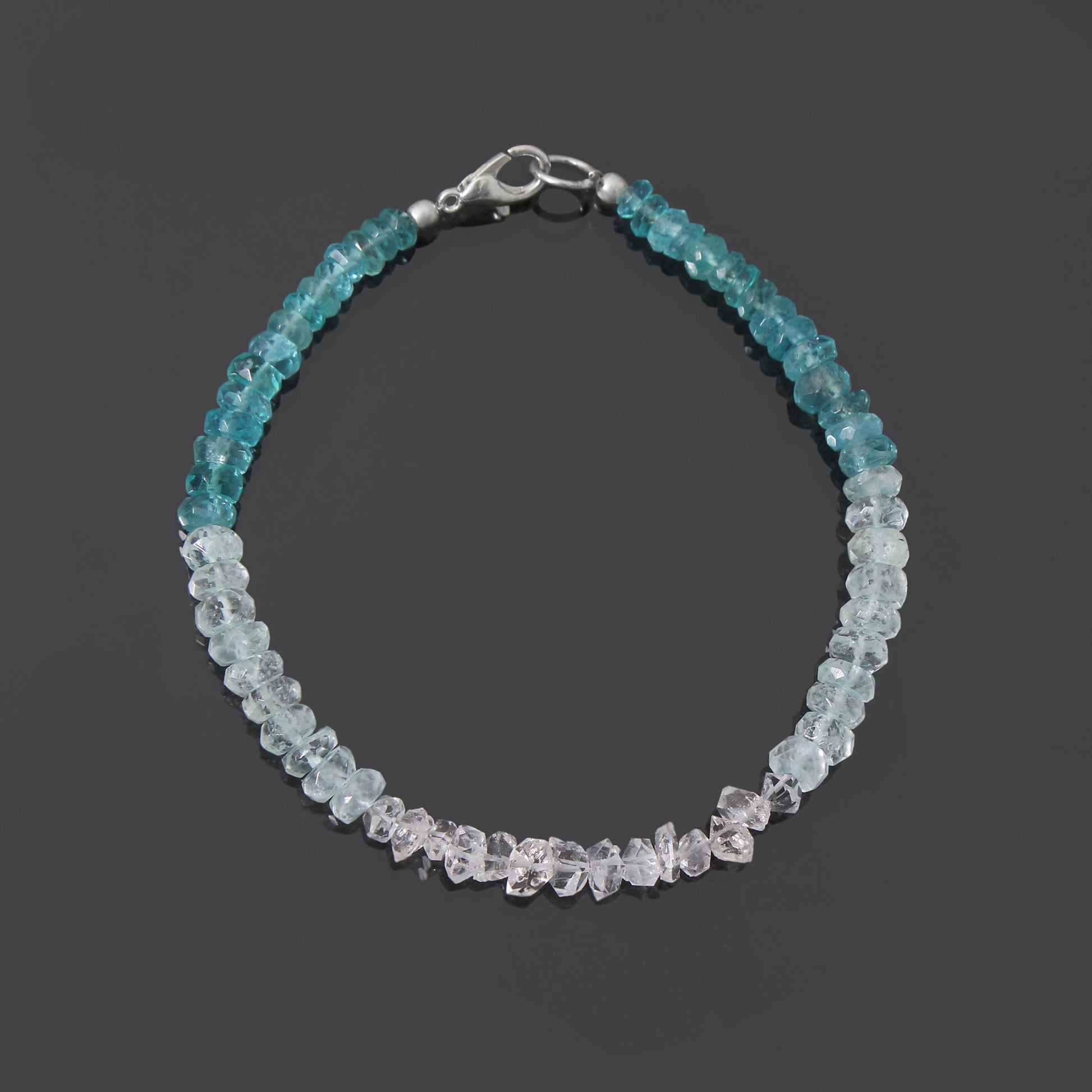 Herkimer apatite gemstone silver bracelet