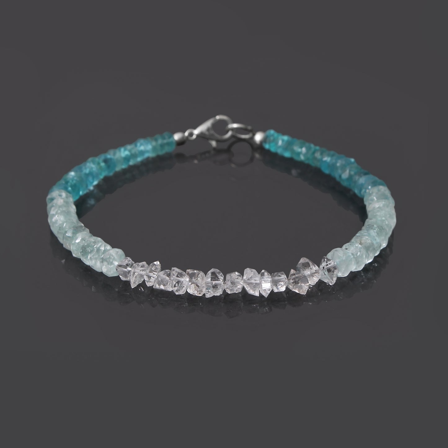 Herkimer Apatite Aqua Gemstone Handcrafted Bracelet