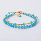 Blue Apatite and Golden Ball Double Layer Golden Chain Bracelet Lobster Clasp