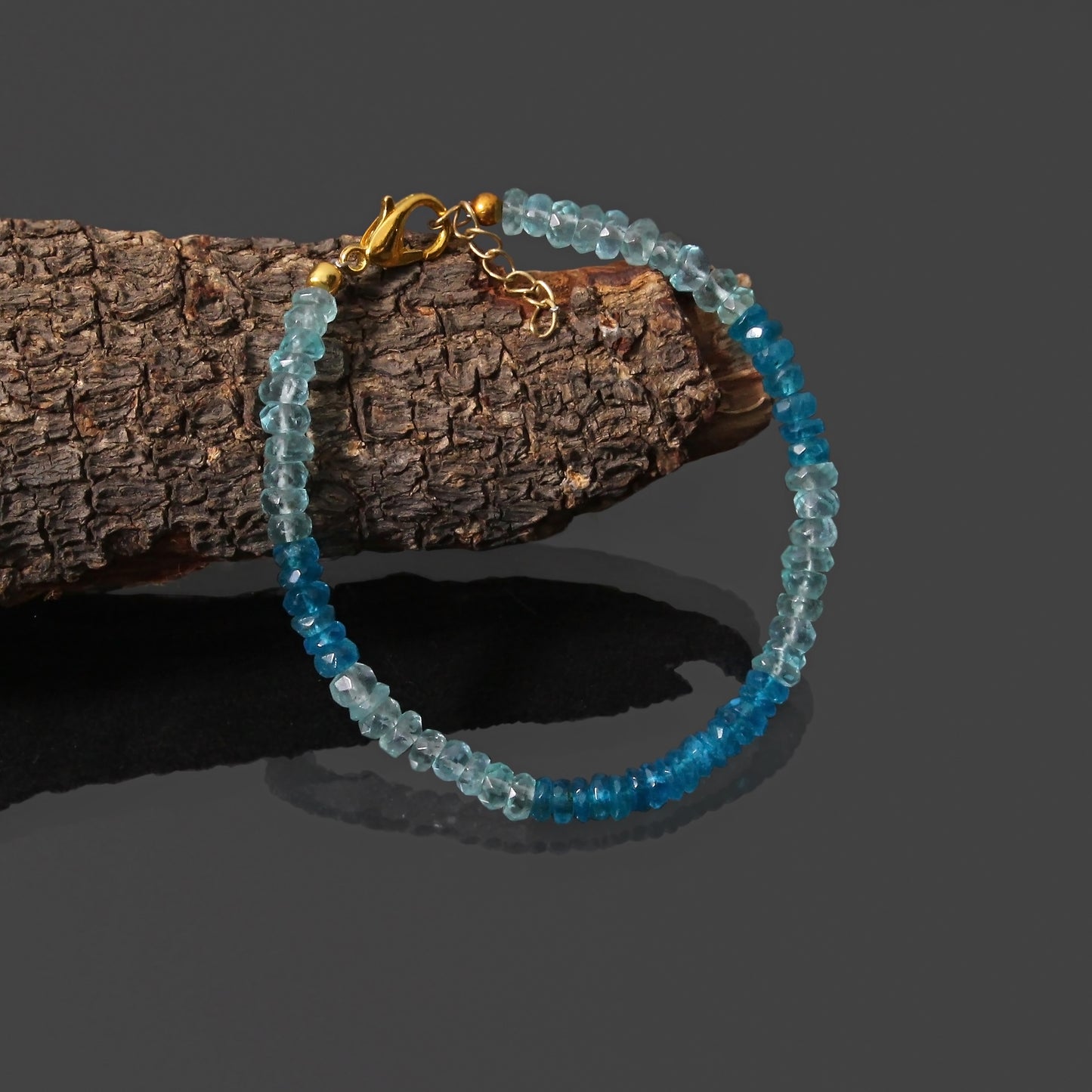 High Quality Aquamarine and Apatite Gemstone Bracelet