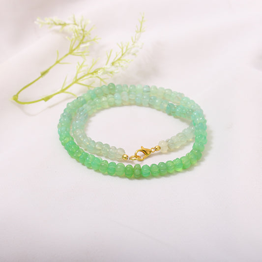 Serene Melody: Chrysoprase Carving Watermelon Necklace 6.5mm to 7mm