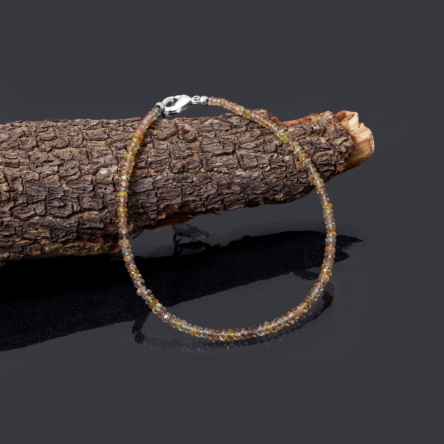 Natural Shaded Sapphire Beaded Necklace | Multi-Color Sapphire Gemstone Jewelry for Elegance & Positive Energy