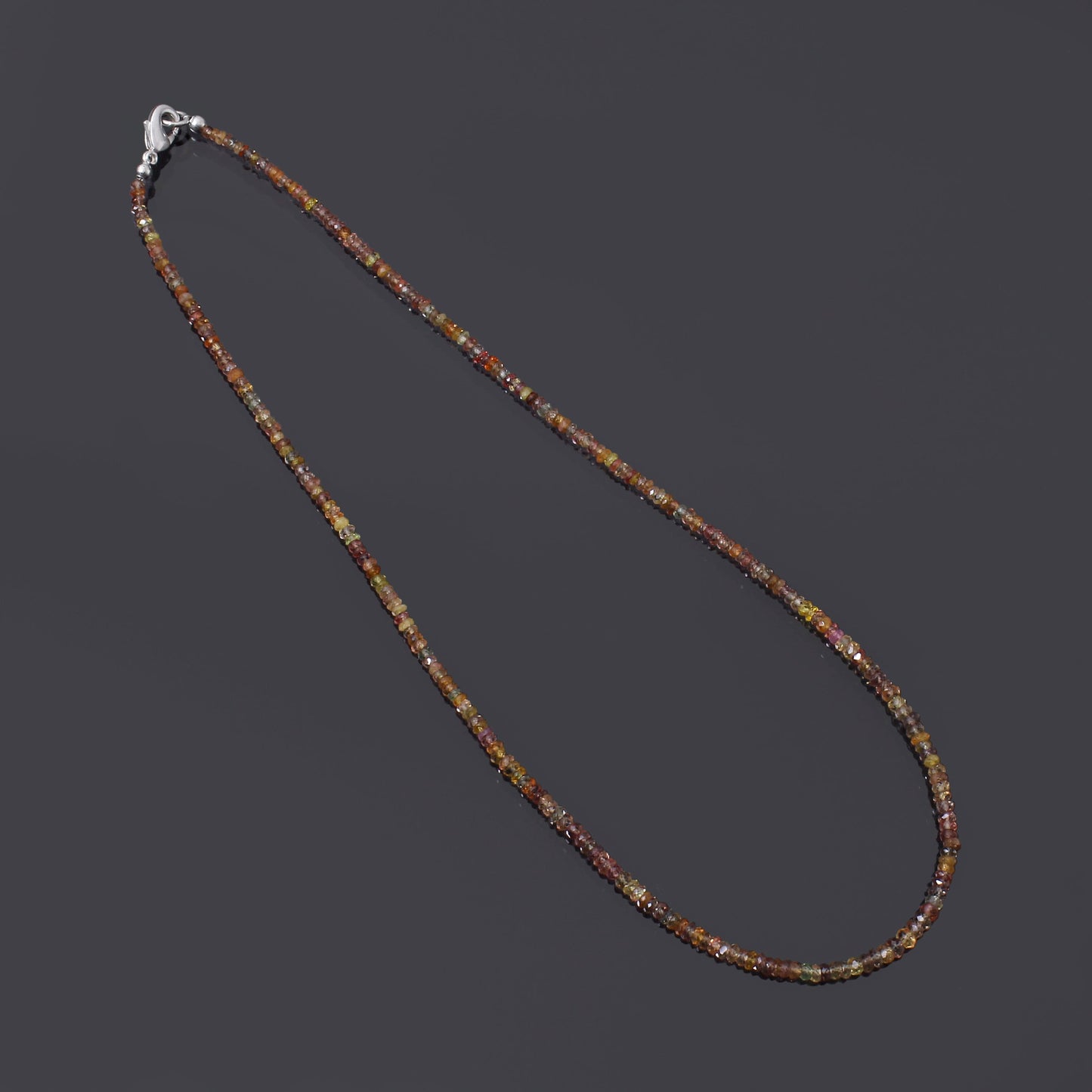 Natural Multi-Color Sapphire Faceted Bead Necklace | Genuine Sapphire Gemstone Jewelry with Silver Clasp