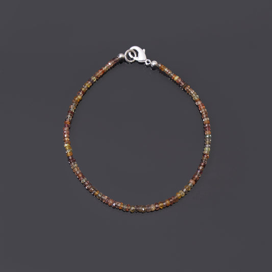 Natural Multi-Color Sapphire Faceted Bead Bracelet | Genuine Sapphire Gemstone Jewelry with Silver Clasp
