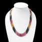 Natural Multi Sapphire 4-Layer Gemstone Necklace – Faceted Rondelle Beads 4–4.25 mm | Luxury Statement Jewelry