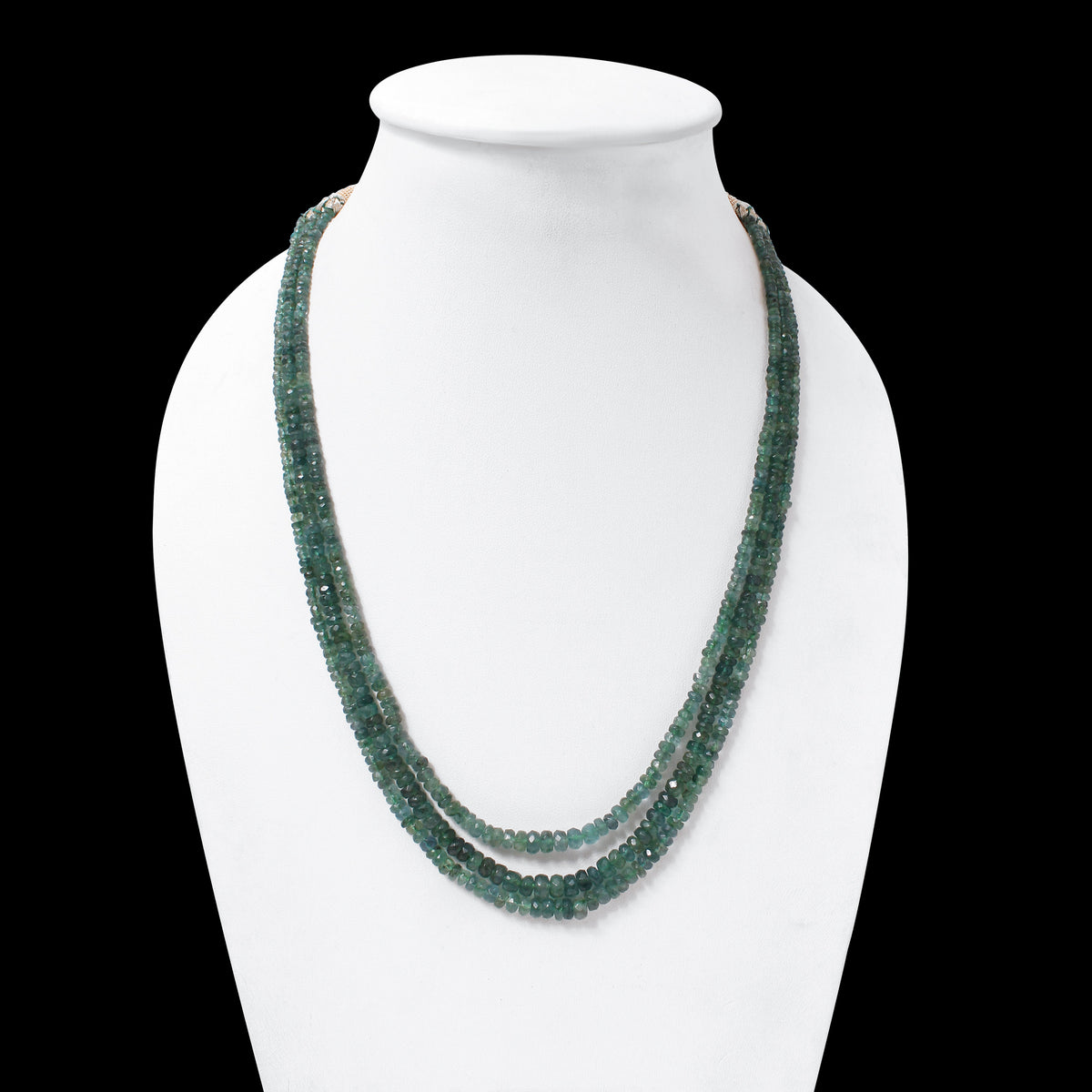 Natural Emerald 3 Layer Gemstone Necklace – Faceted Rondelle Gemstone Beads (3.5–6 mm) | Elegant Handcrafted Green Emerald Jewelry
