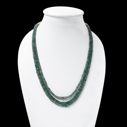 Natural Emerald 3 Layer Gemstone Necklace – Faceted Rondelle Gemstone Beads (3.5–6 mm) | Elegant Handcrafted Green Emerald Jewelry