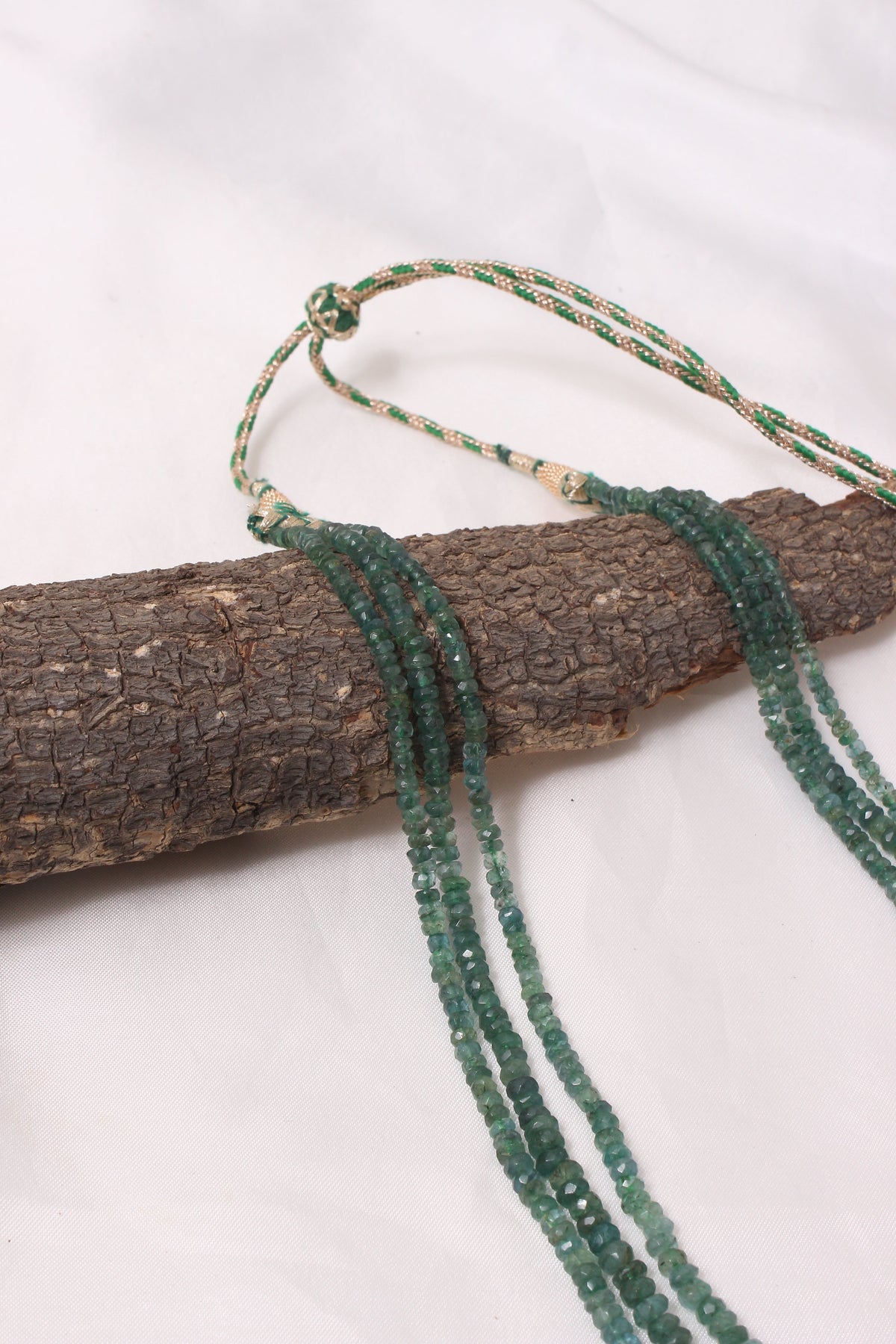 Natural Emerald 3 Layer Gemstone Necklace – Faceted Rondelle Gemstone Beads (3.5–6 mm) | Elegant Handcrafted Green Emerald Jewelry