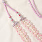 Luxury Rose Quartz & Pearl Gemstone Necklace – 3 Strand Plain Tumble Beaded Feminine Statement Piece