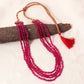 Pink Quartz 4 Layer Gemstone Necklace – Plain Oval Gemstone Beads 5x7 mm Elegant Statement Jewelry