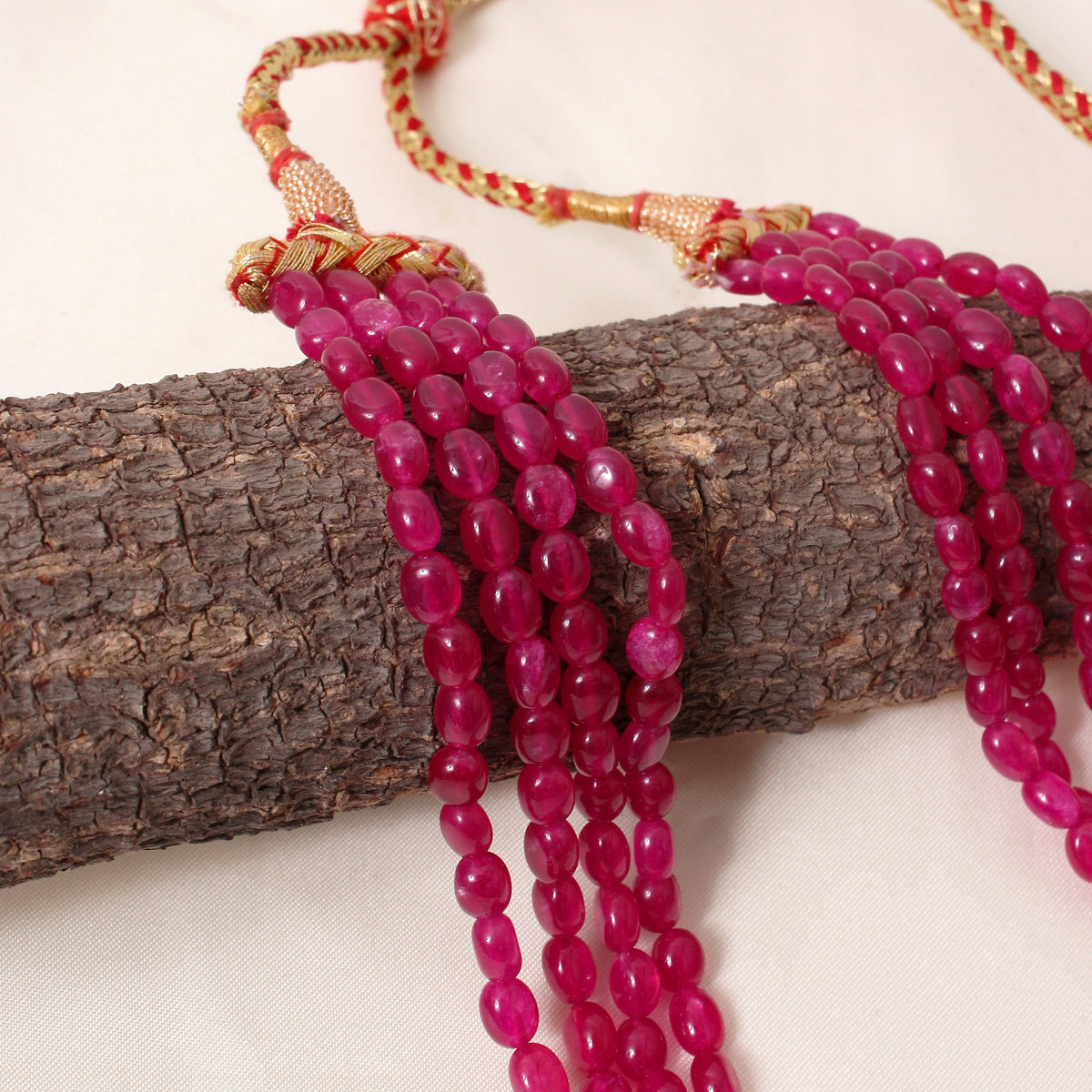 Pink Quartz 4 Layer Gemstone Necklace – Plain Oval Gemstone Beads 5x7 mm Elegant Statement Jewelry