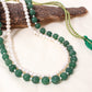 Green Aventurine & Pearl 2-Layer Gemstone Necklace – Plain Oval Muskmelon Beads | Elegant Healing Gemstone Jewelry