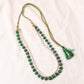 Green Aventurine & Pearl 2-Layer Gemstone Necklace – Plain Oval Muskmelon Beads | Elegant Healing Gemstone Jewelry