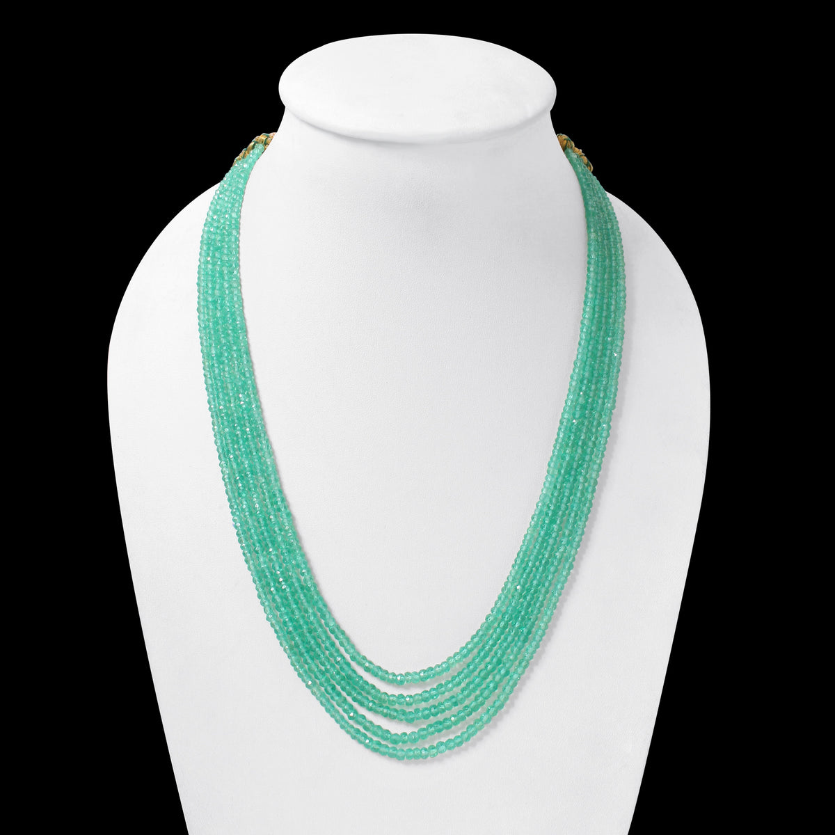 Natural Green Aventurine 5 Layer Gemstone Necklace – Faceted Rondelle Gemstone Beaded Statement Jewelry 3-4 mm