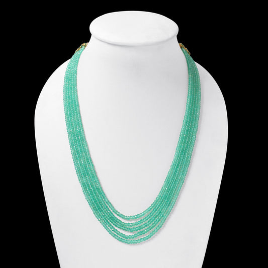 Natural Green Aventurine 5 Layer Gemstone Necklace – Faceted Rondelle Gemstone Beaded Statement Jewelry 3-4 mm