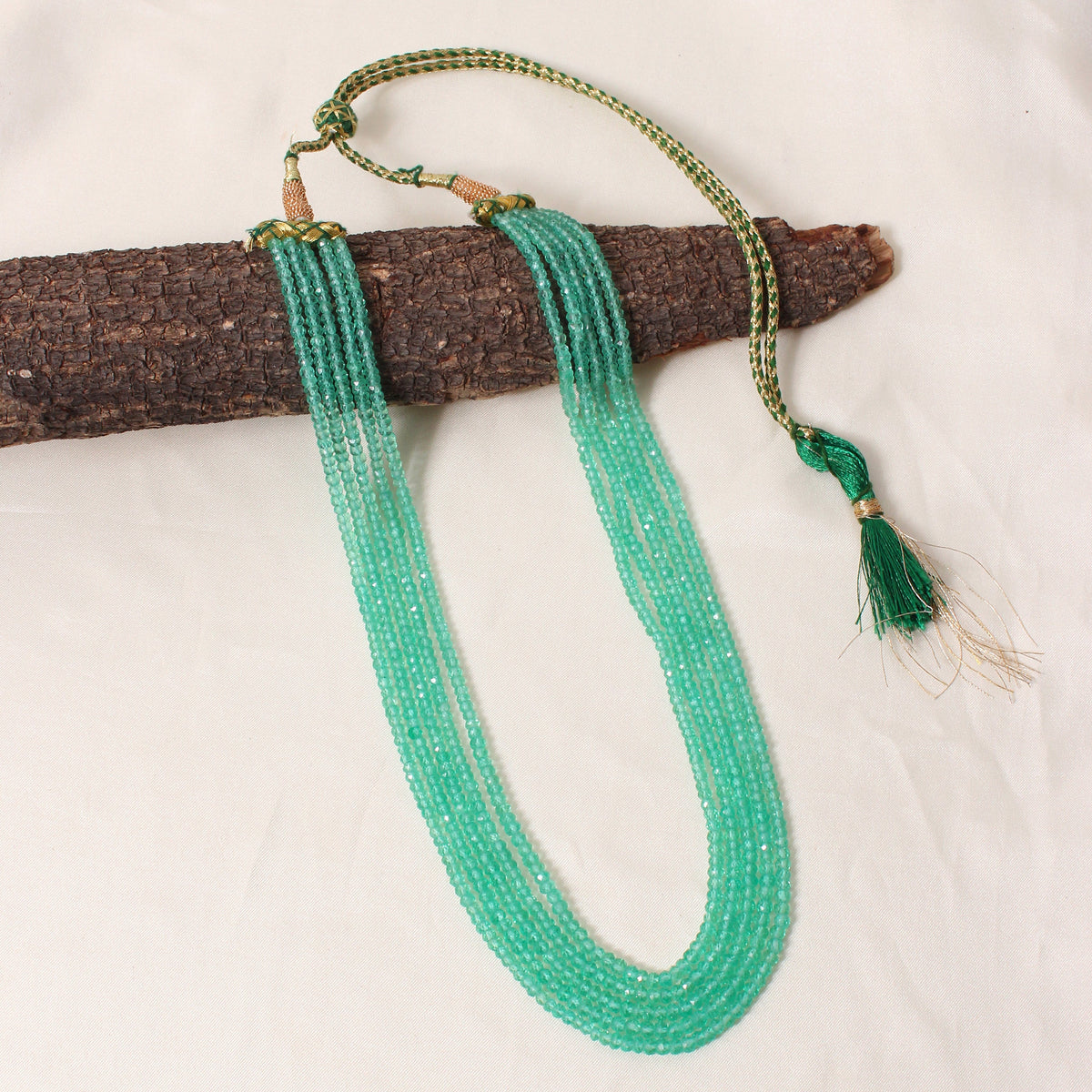 Natural Green Aventurine 5 Layer Gemstone Necklace – Faceted Rondelle Gemstone Beaded Statement Jewelry 3-4 mm