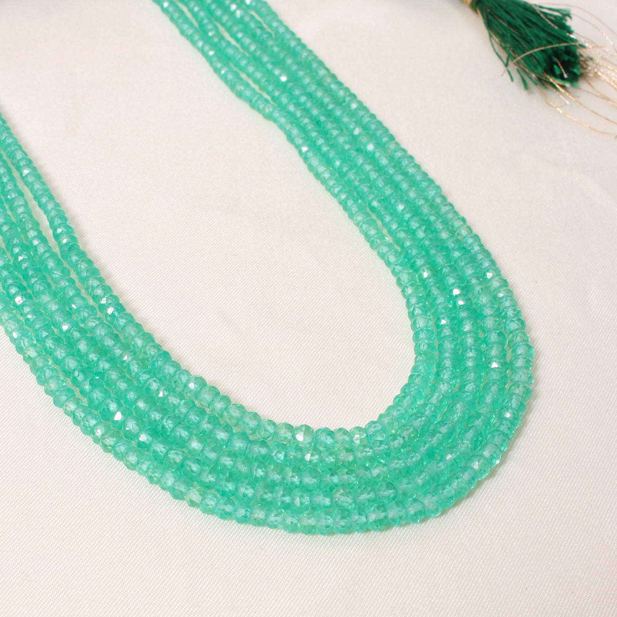 Natural Green Aventurine 5 Layer Gemstone Necklace – Faceted Rondelle Gemstone Beaded Statement Jewelry 3-4 mm