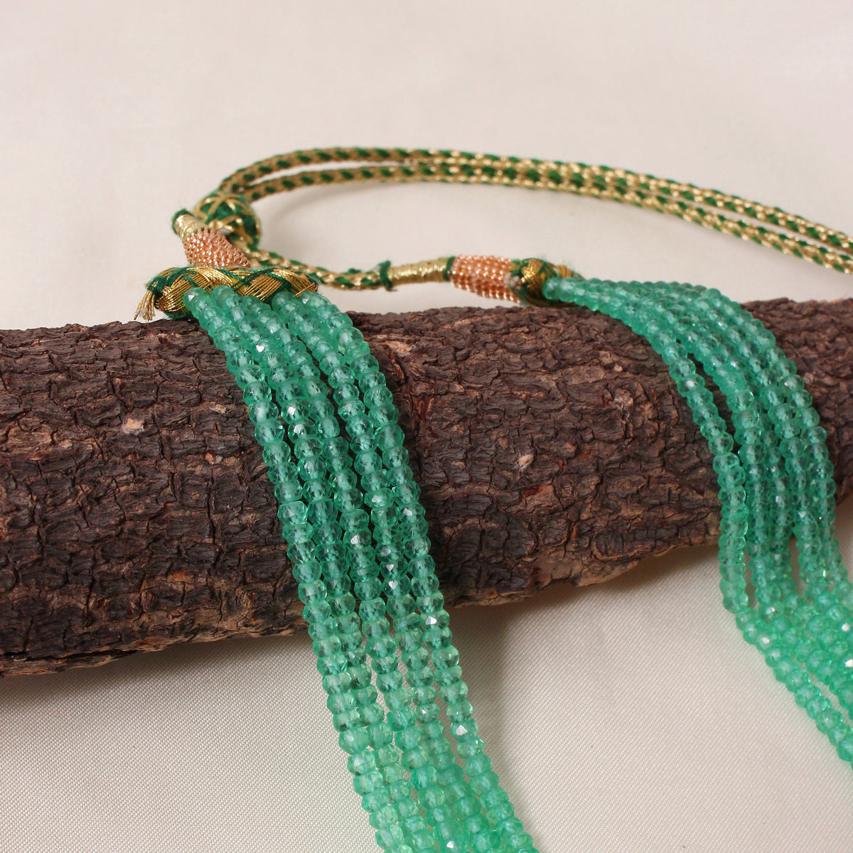 Natural Green Aventurine 5 Layer Gemstone Necklace – Faceted Rondelle Gemstone Beaded Statement Jewelry 3-4 mm