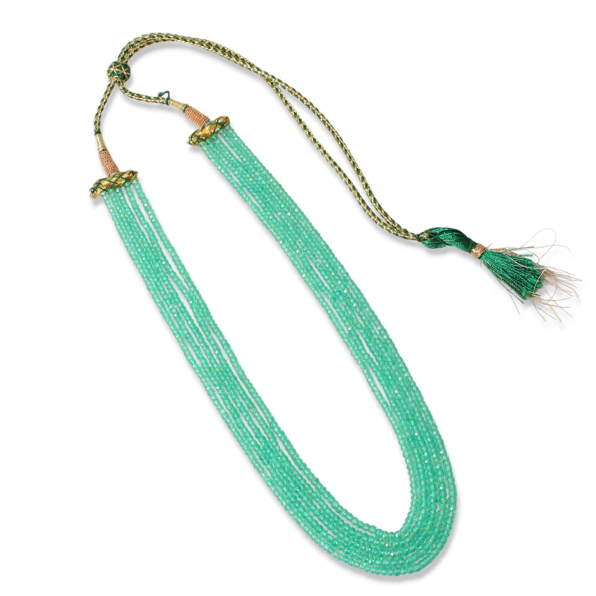 Natural Green Aventurine 5 Layer Gemstone Necklace – Faceted Rondelle Gemstone Beaded Statement Jewelry 3-4 mm