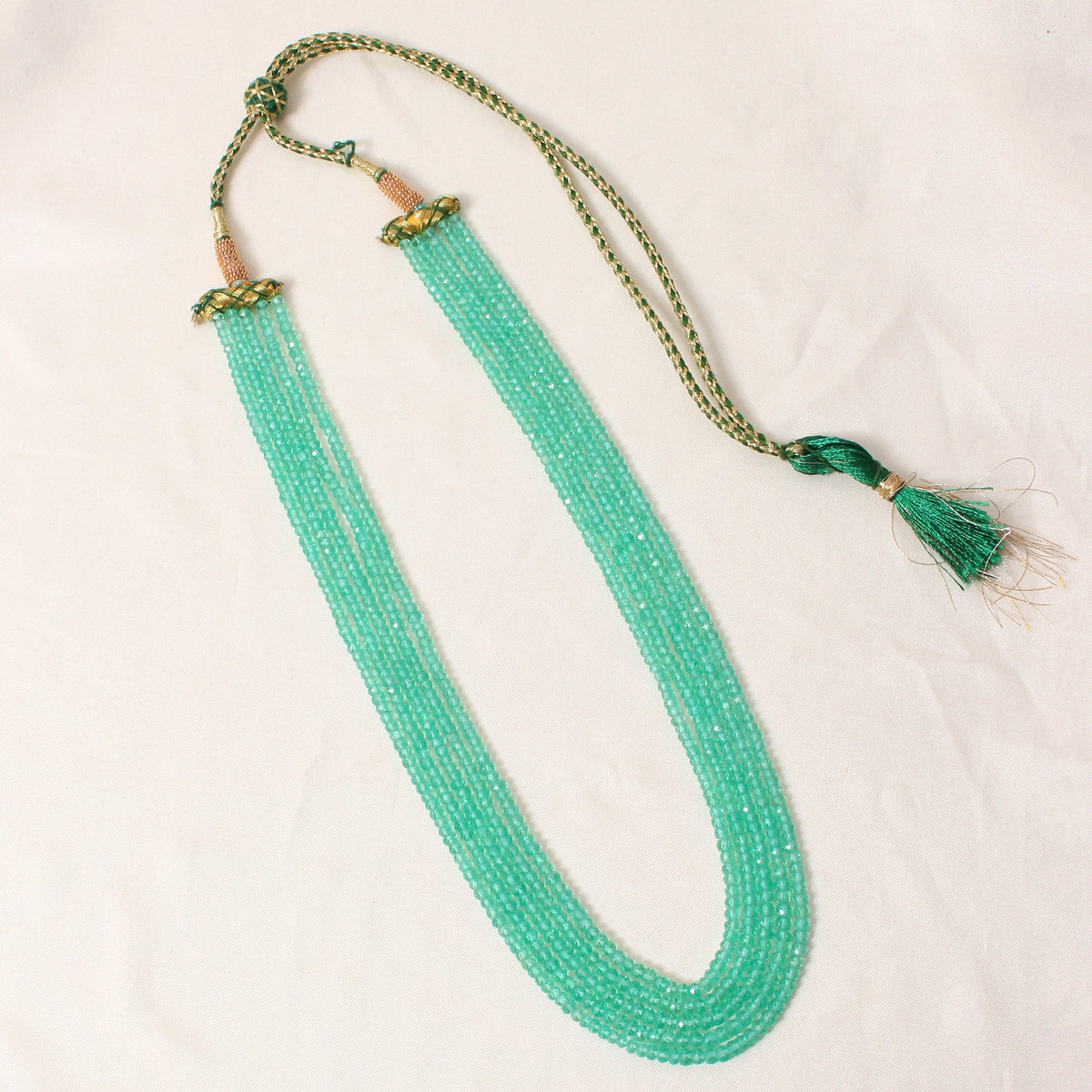 Natural Green Aventurine 5 Layer Gemstone Necklace – Faceted Rondelle Gemstone Beaded Statement Jewelry 3-4 mm