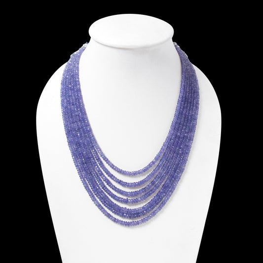 Natural Tanzanite 7 Layers  Gemstone Necklace – Faceted Rondelle Handmade Statement Jewelry