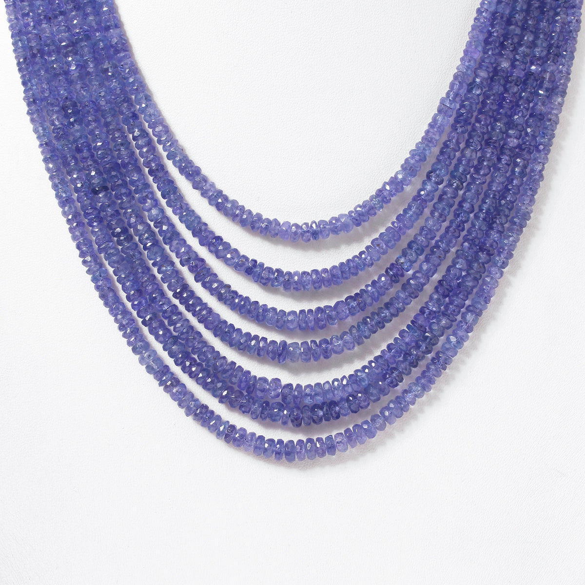 Natural Tanzanite 7 Layers  Gemstone Necklace – Faceted Rondelle Handmade Statement Jewelry