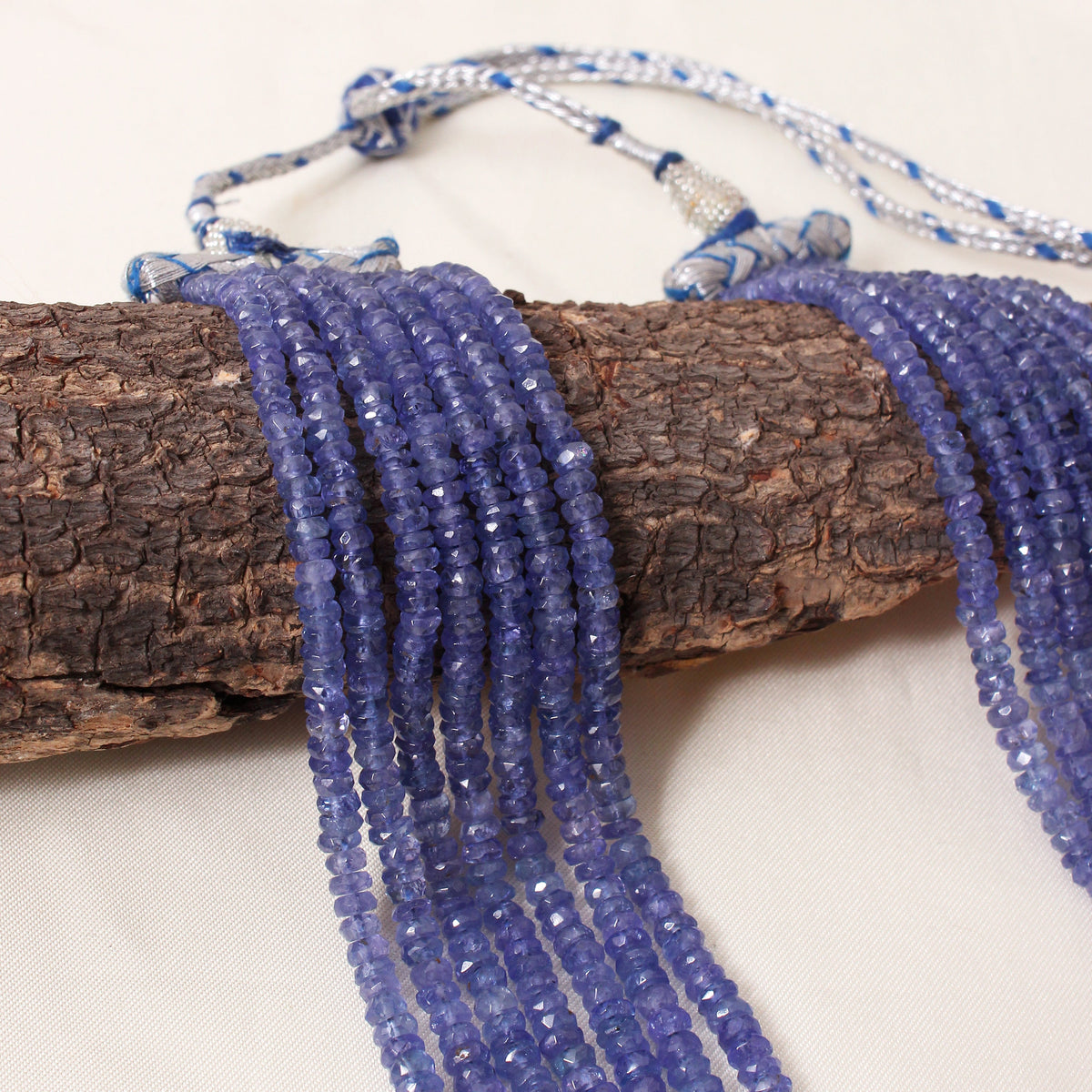 Natural Tanzanite 7 Layers  Gemstone Necklace – Faceted Rondelle Handmade Statement Jewelry