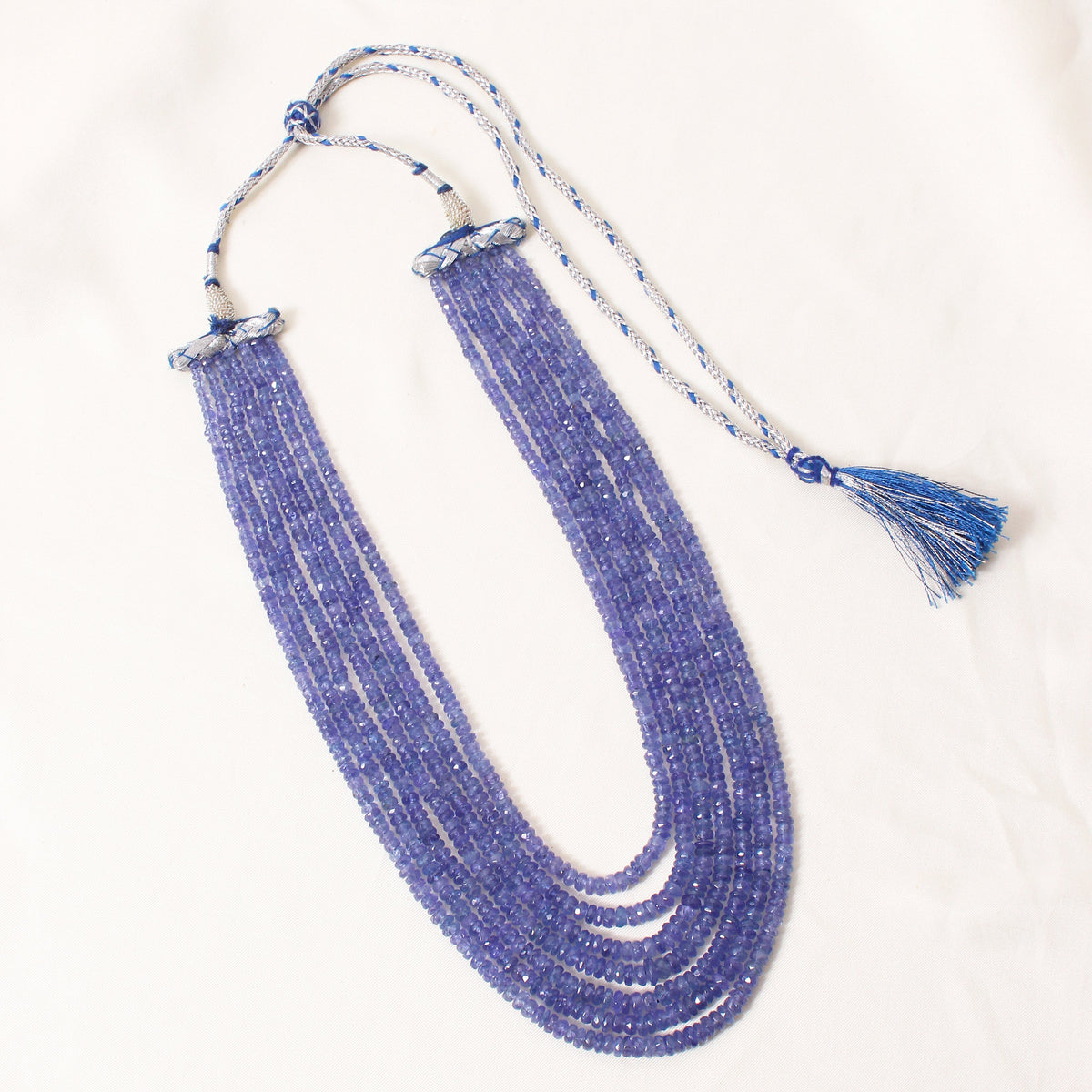 Natural Tanzanite 7 Layers  Gemstone Necklace – Faceted Rondelle Handmade Statement Jewelry