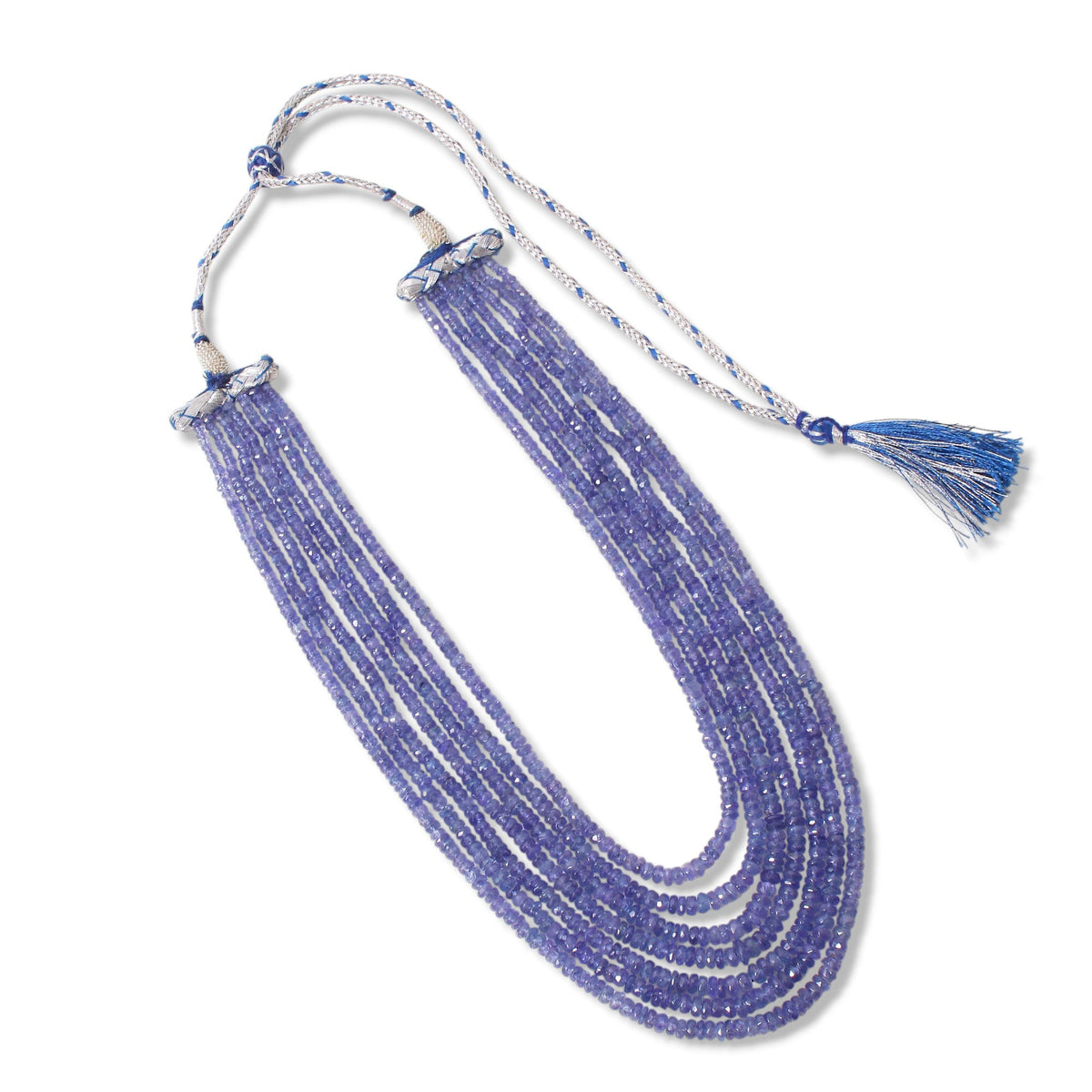 Natural Tanzanite 7 Layers  Gemstone Necklace – Faceted Rondelle Handmade Statement Jewelry