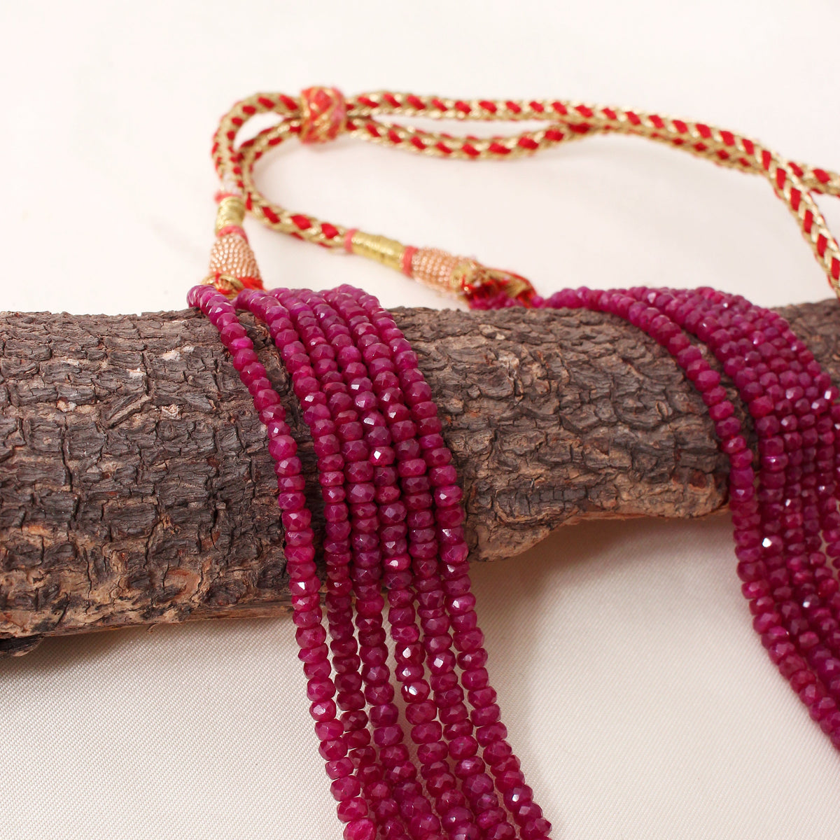 Handcrafted Natural Ruby Necklace – 6 Layer Faceted Rondelle Gemstone Elegant Jewelry for Women