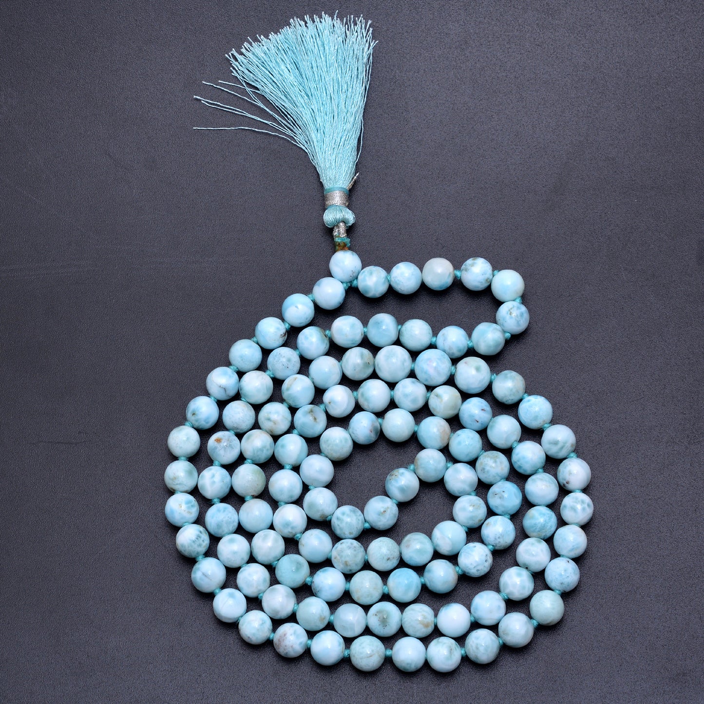 Larimar Gemstone Japa Mala - Embrace Serenity & Emotional Healing