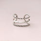Twisted Cuff Design 925 Sterling Silver Ring – Adjustable Minimalist Statement Band