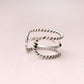 Twisted Cuff Design 925 Sterling Silver Ring – Adjustable Minimalist Statement Band