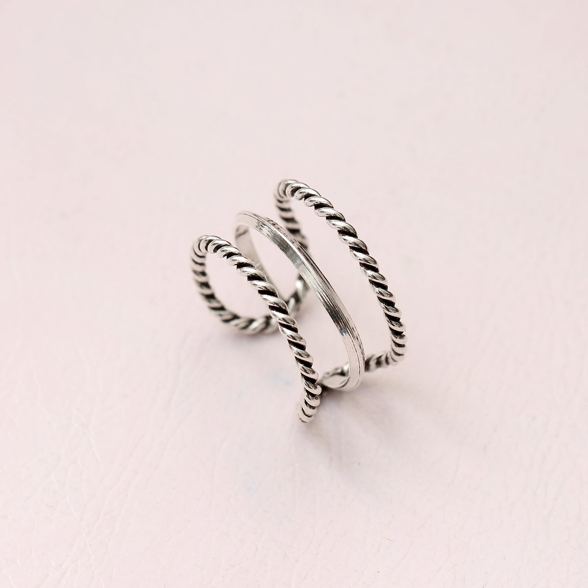 Twisted Cuff Design 925 Sterling Silver Ring – Adjustable Minimalist Statement Band