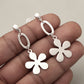 Sterling Silver Flower-Shaped Drop Earrings – Modern Floral Dangle Earrings, Minimalist Statement Jewelry for Women