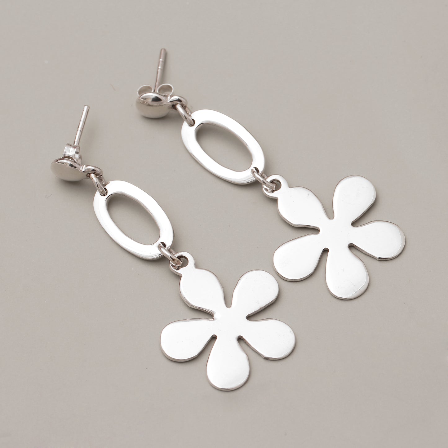925 Sterling Silver Flower Drop Earrings | Minimalist Floral Dangle Earrings for Women | Handmade Silver Jewelry
