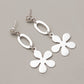 Sterling Silver Flower-Shaped Drop Earrings – Modern Floral Dangle Earrings, Minimalist Statement Jewelry for Women