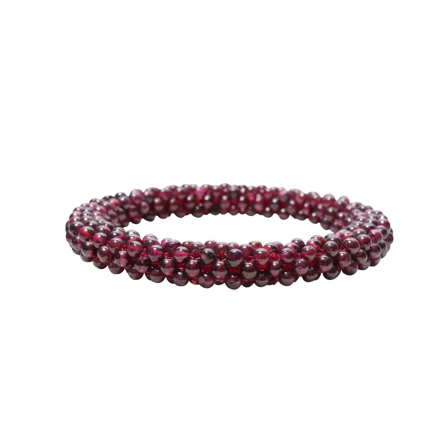 Almandine Braided Garnet Handmade Woven Bangle