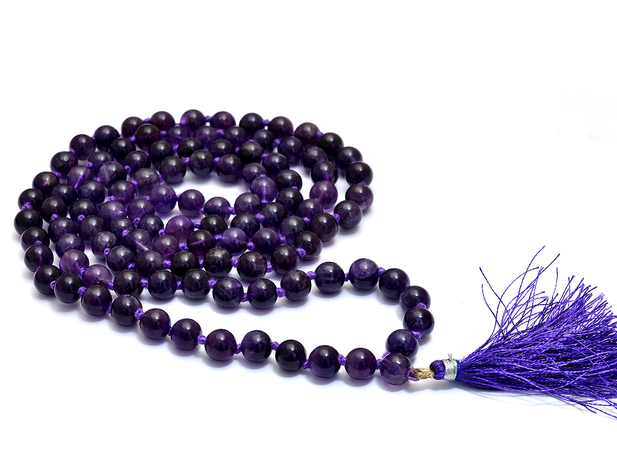 Amethyst 108 Beads Japa Mala - Serenity & Intuition Meditation Beads