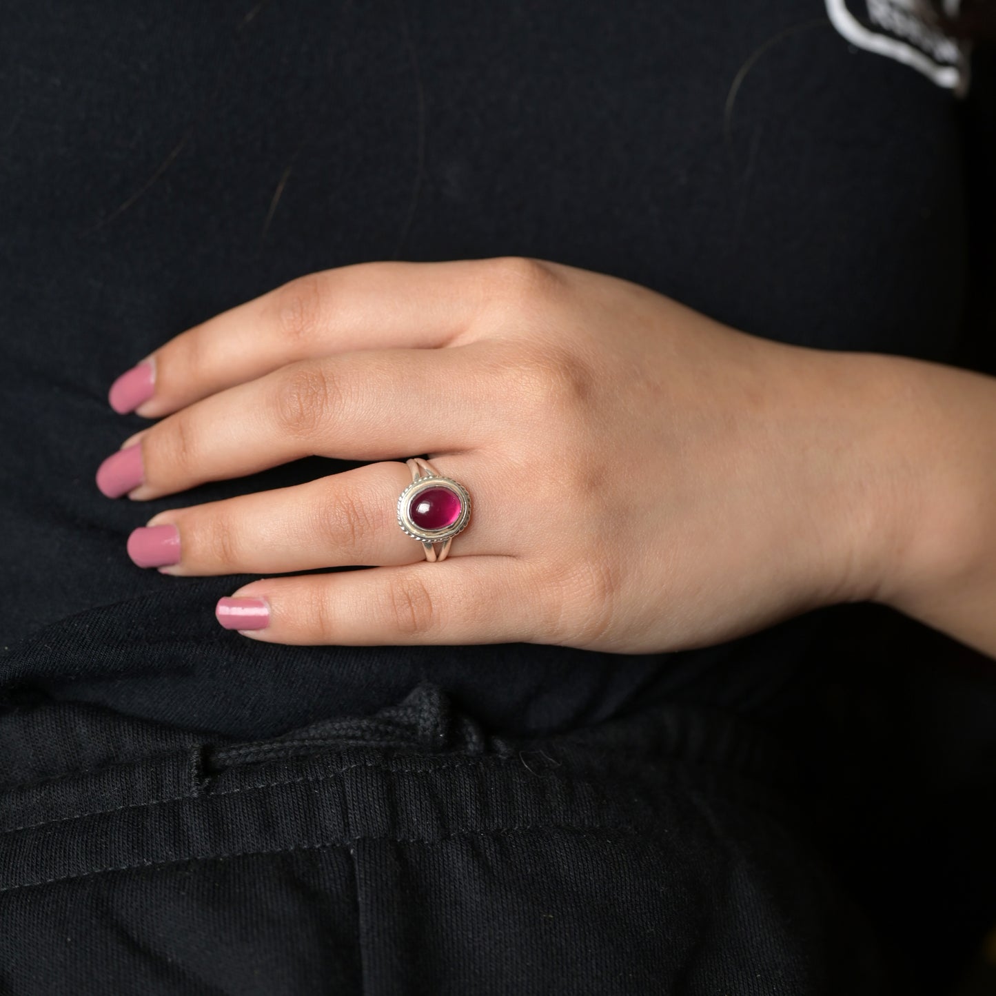 Red Ruby Silver Ring ( Valentines Day Gift )