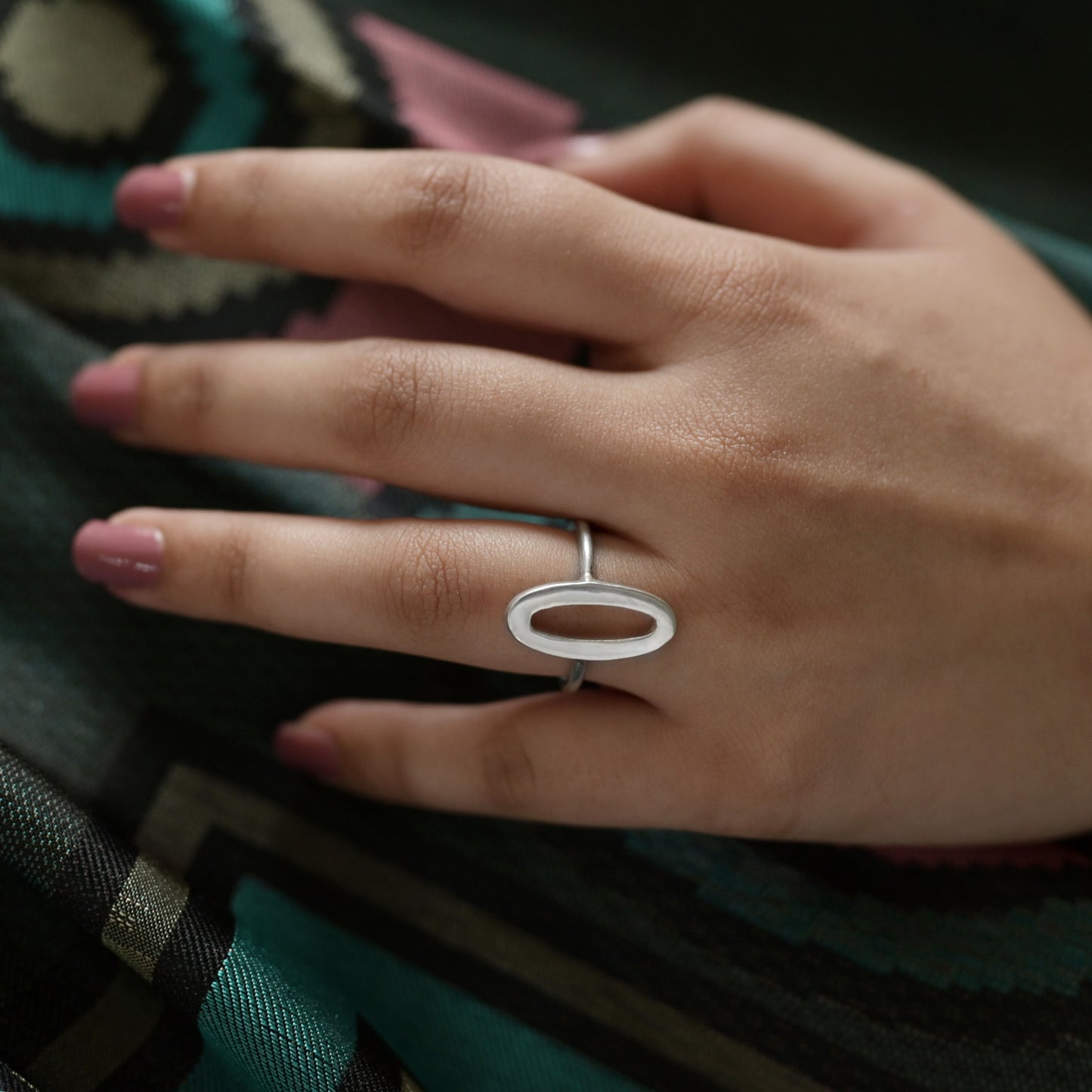 Plain Silver Oval Open Ring