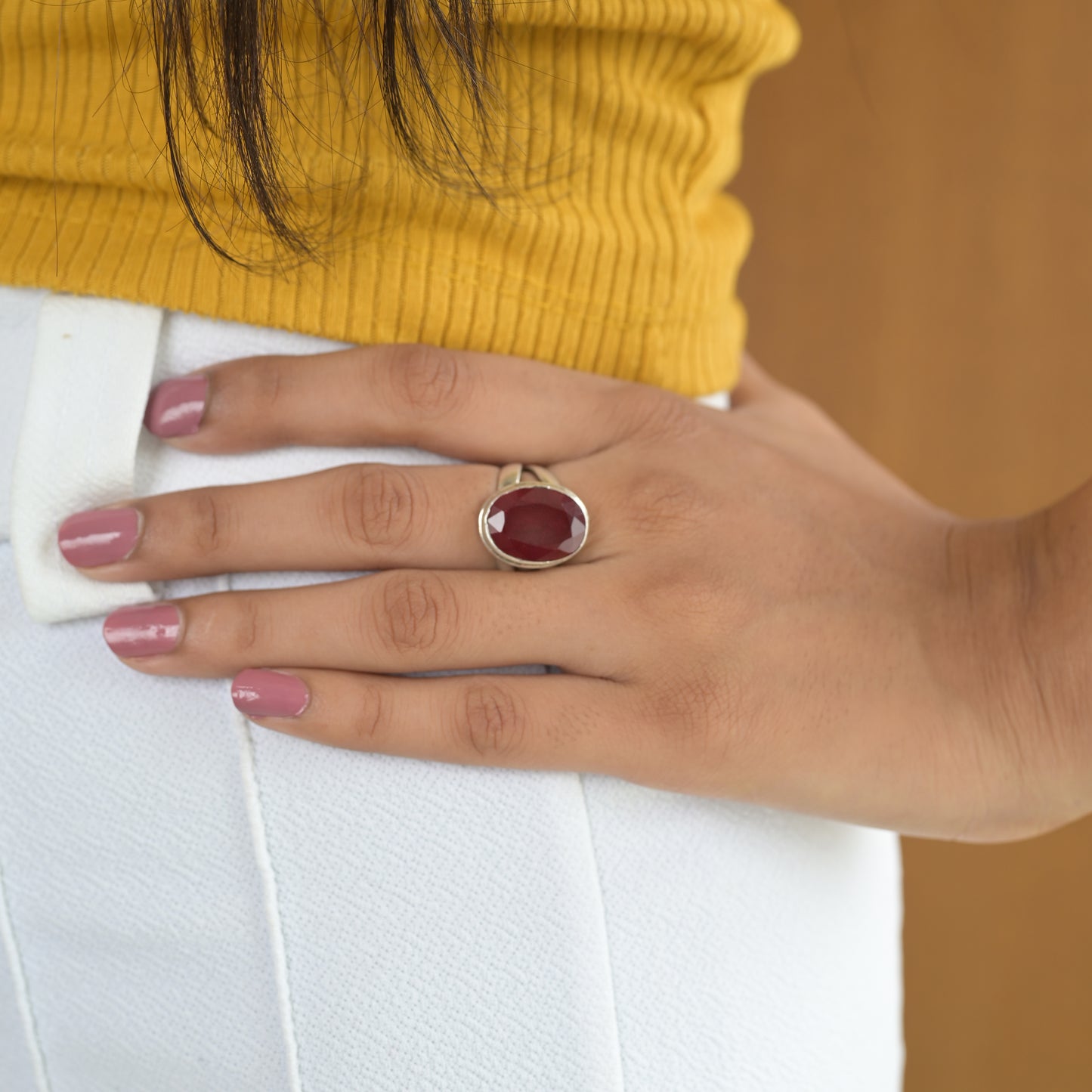 Big Ruby Silver Ring ( 6 1/2 US Ring Size )