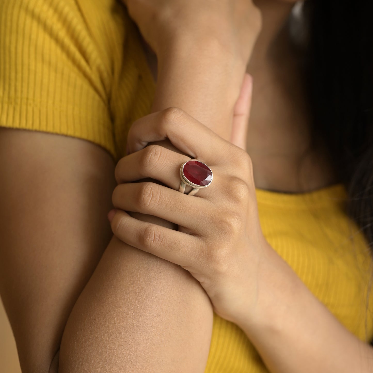 Big Ruby Silver Ring ( 6 1/2 US Ring Size )