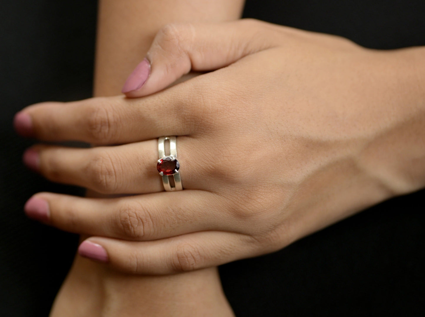 Natural Red Garnet Silver Ring - A Symbol of Love, Passion, and Strength