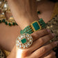 Elegance: Simulated Emerald & Faux Diamond Traditional Indian Ring (Adjustable