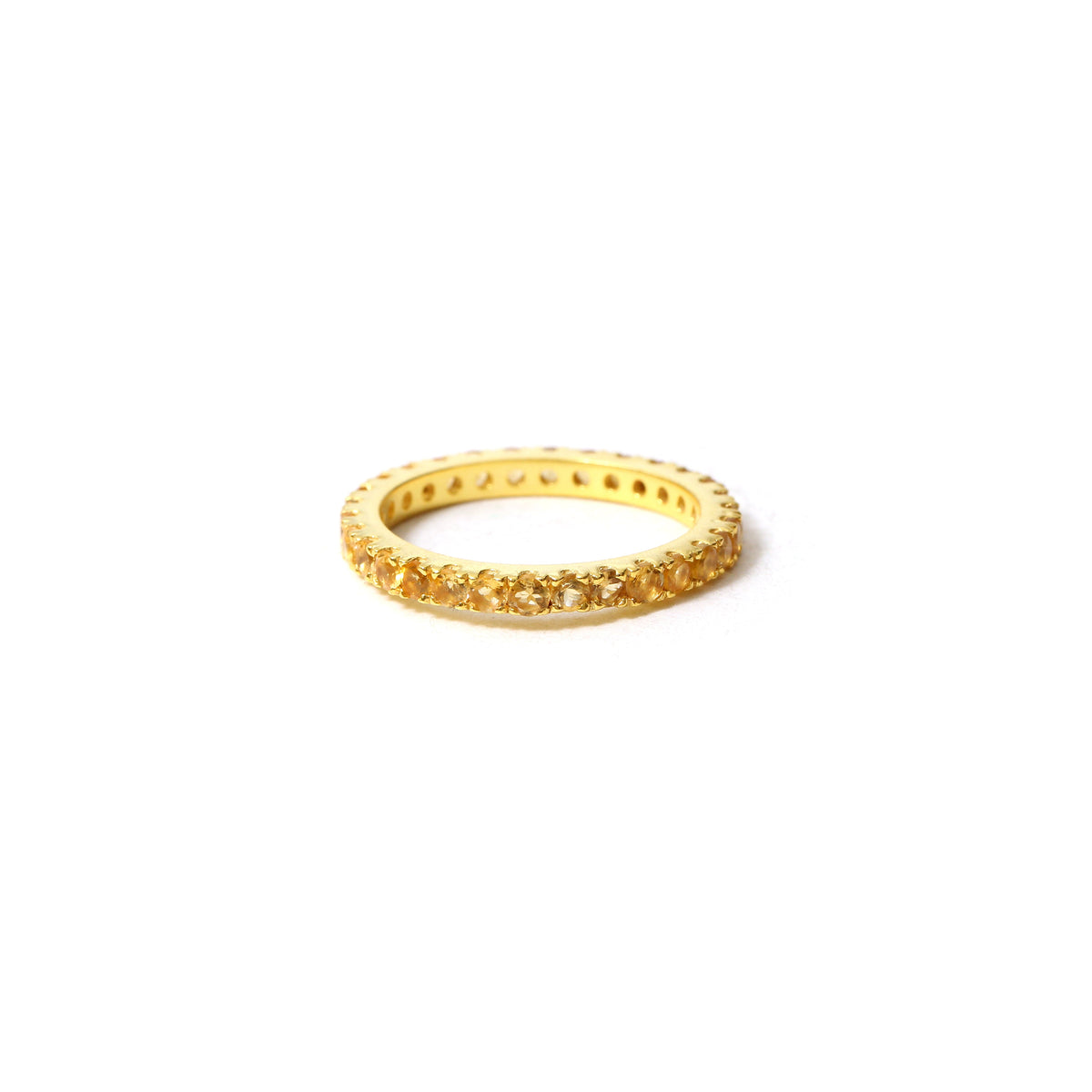 Golden Glow Natural Citrine Eternity Band Ring – Natural Gemstone Sparkle
