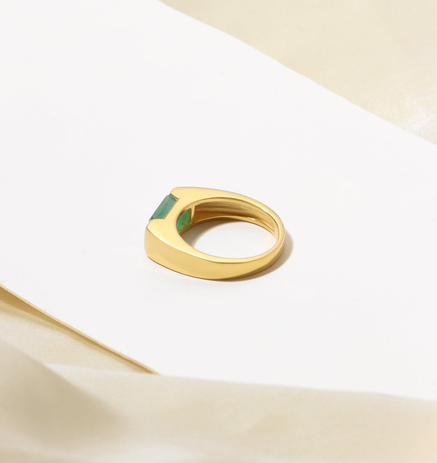 925 Sterling Silver Natural Emerald Men’s Ring – Rectangular Green Emerald Sterling Silver Statement Ring