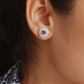 925 Sterling Silver Natural Amethyst Halo Stud Earrings | Purple Gemstone February Birthstone Jewelry for Women