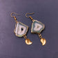Green Druzy Gold Plated Silver Dangle Hook Earring with Golden Charm